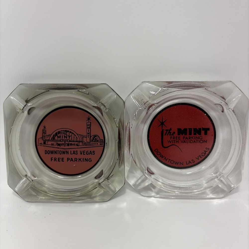 The Mint Casino Souvenir Ashtray Downtown Las Vegas Defunct 1988 lot of 2